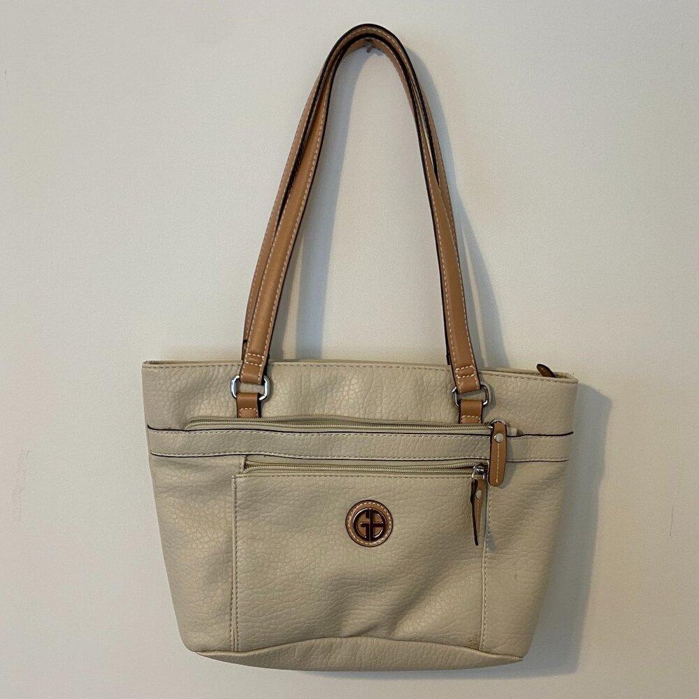 Giani Bernini Cream Handbag With Light Brown Straps